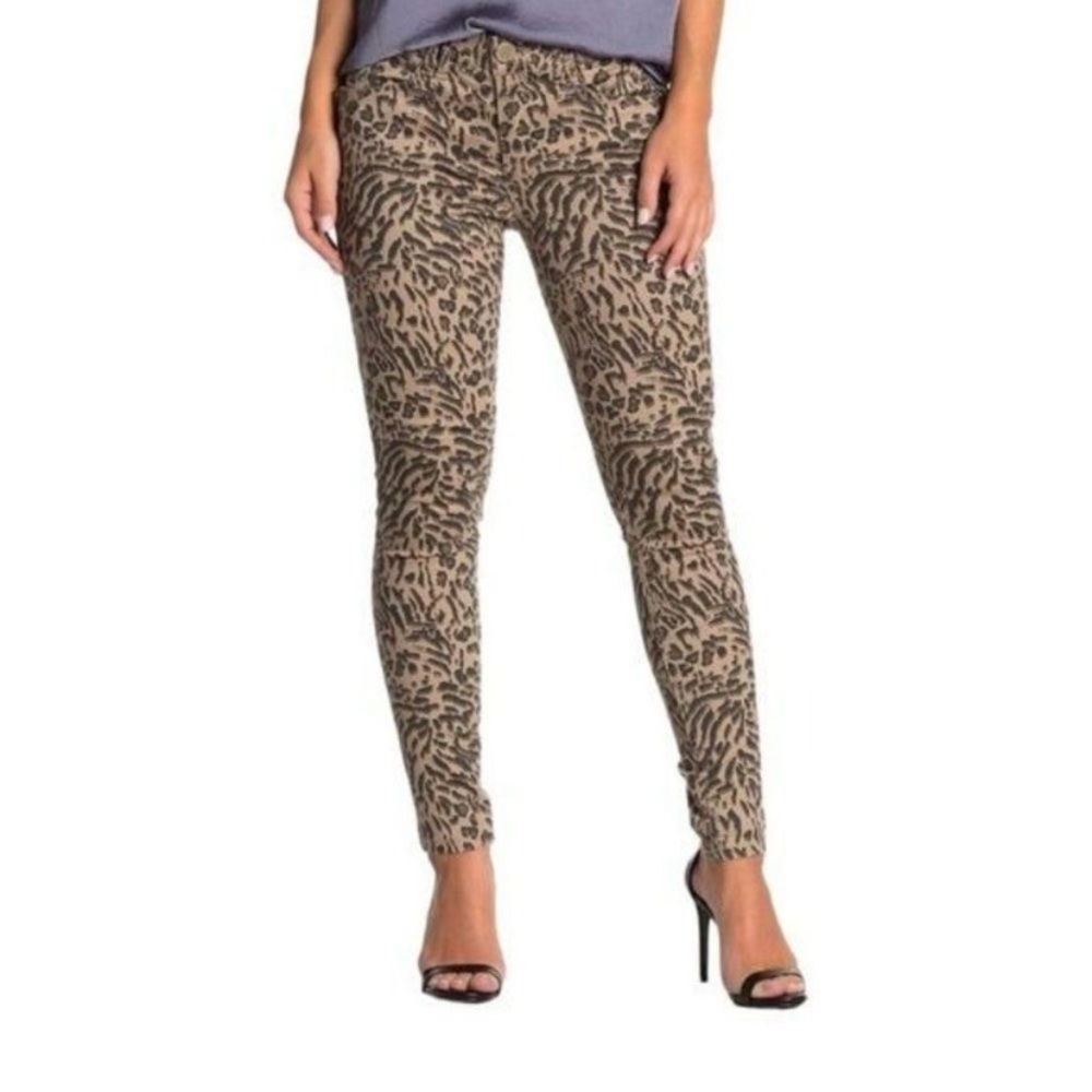 NWOT Democracy Pants Womens 16 Gray Ab Technology Leopard Zip Pockets Stretch